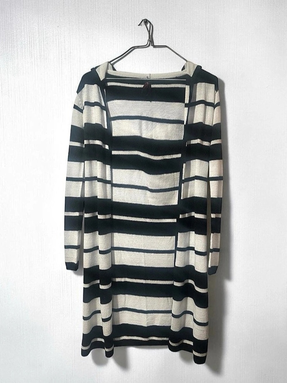 Yoki Striped Hooded Cardigan in Black & White
